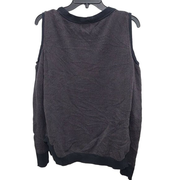 Free Press Women's Black Brown Geo Arrow Cold Shoulder Knit Cotton Sweater Sz S - Picture 6 of 6